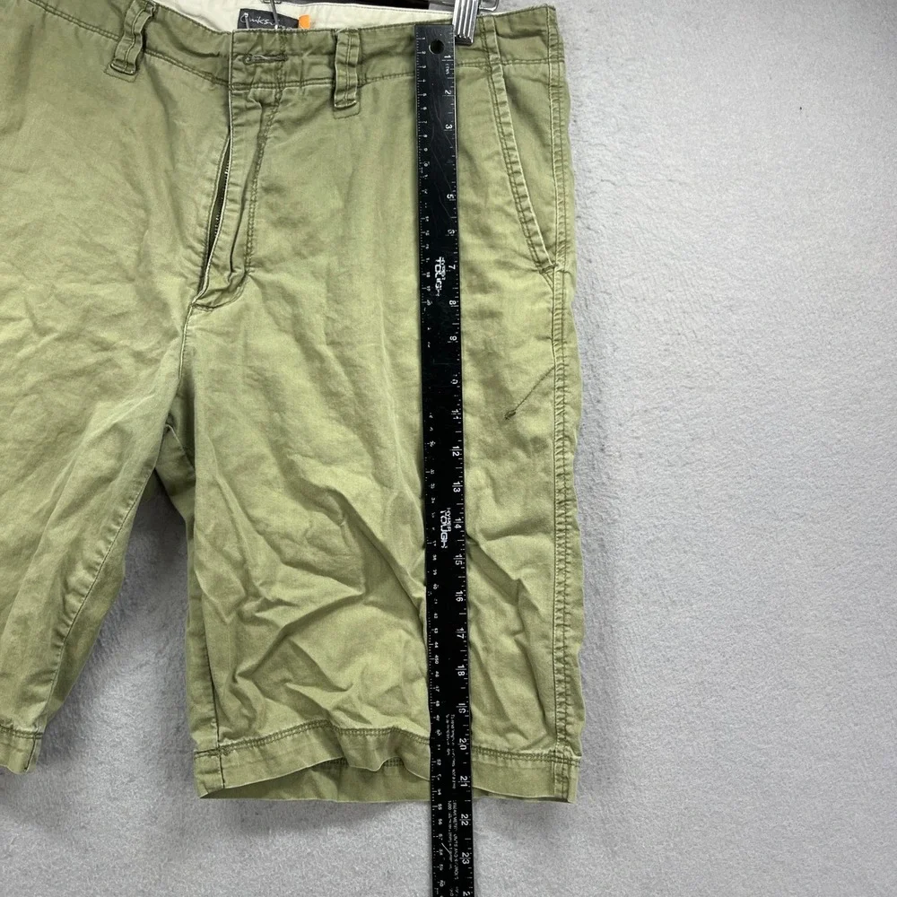 Quiksilver Chino Shorts Mens 34 Green Flat Front Cotton Twill Casual Outdoor